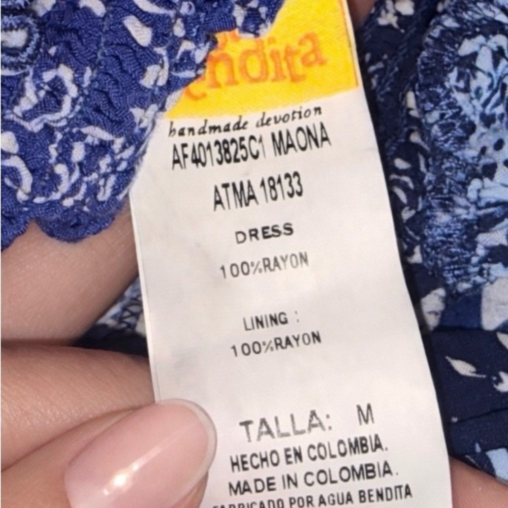 Agua Bendita Moana Atma convertible mini dress blue white ruffled floral $330 - Picture 9 of 14